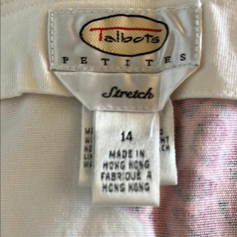 Talbots White Pink Pineapple Skirt Casual Resort Wear 14 Petite NWT - Picture 5 of 6